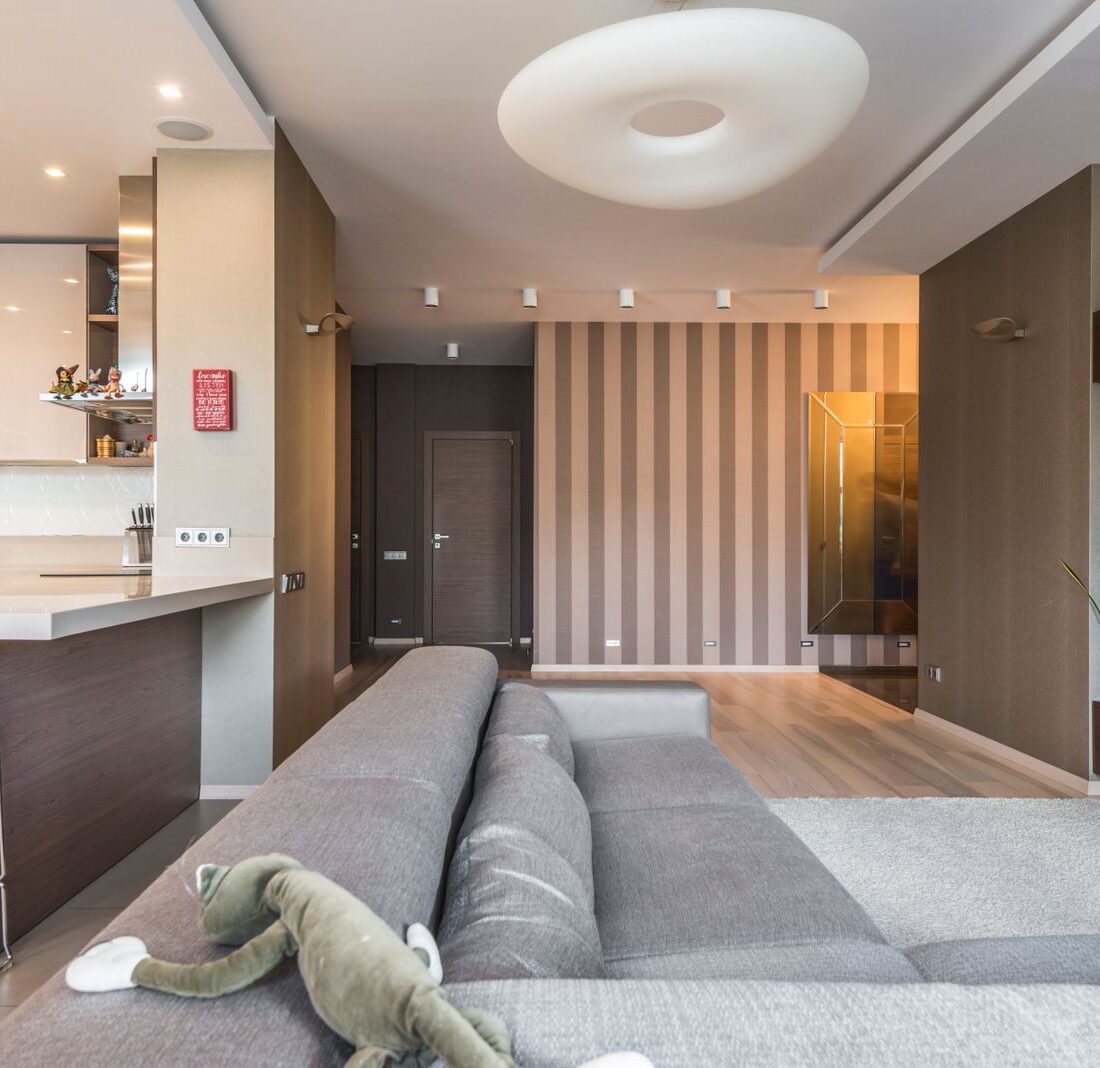 Bright modern apartment living space