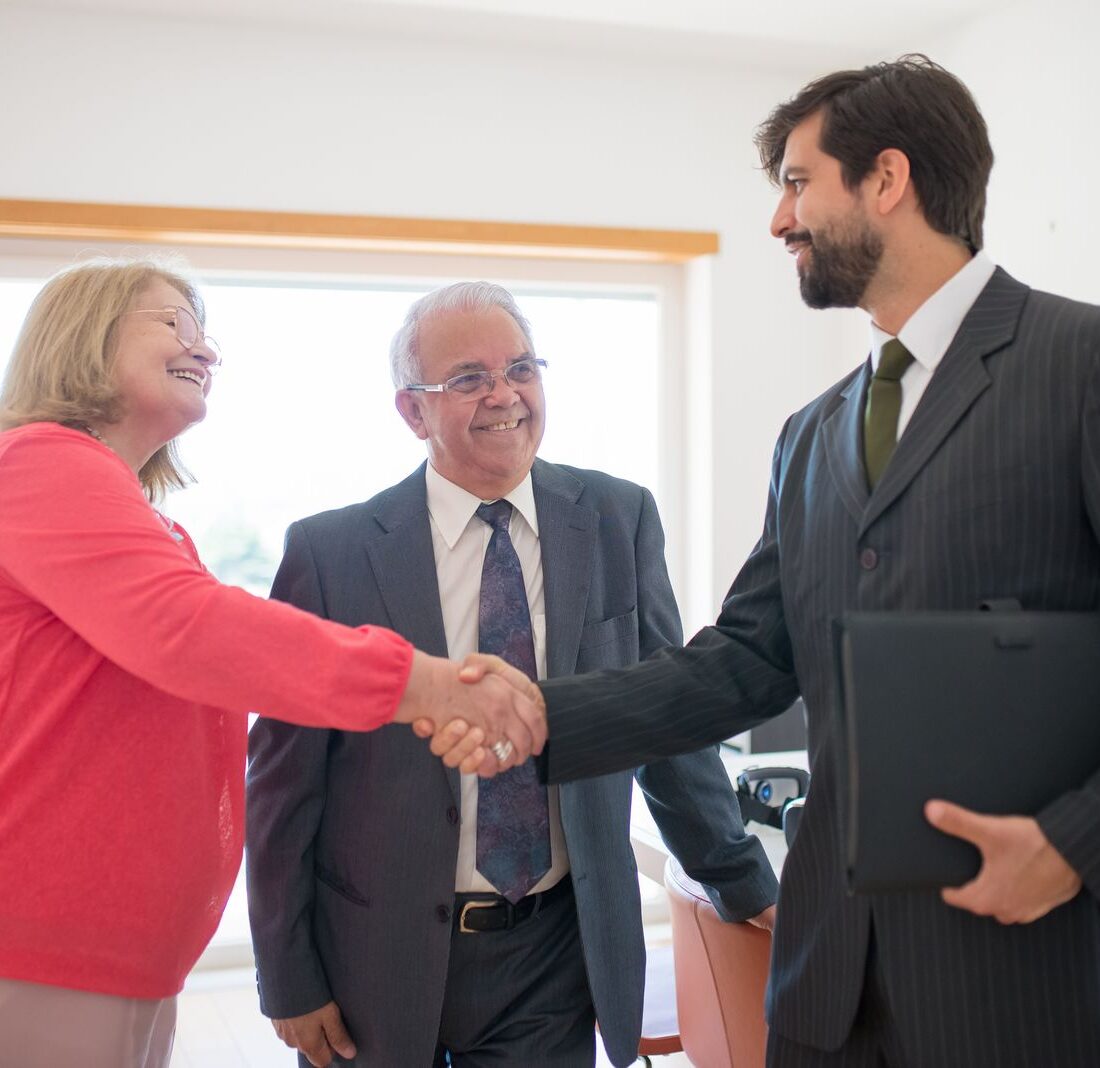 Landlord shaking hands with a lettings consultant